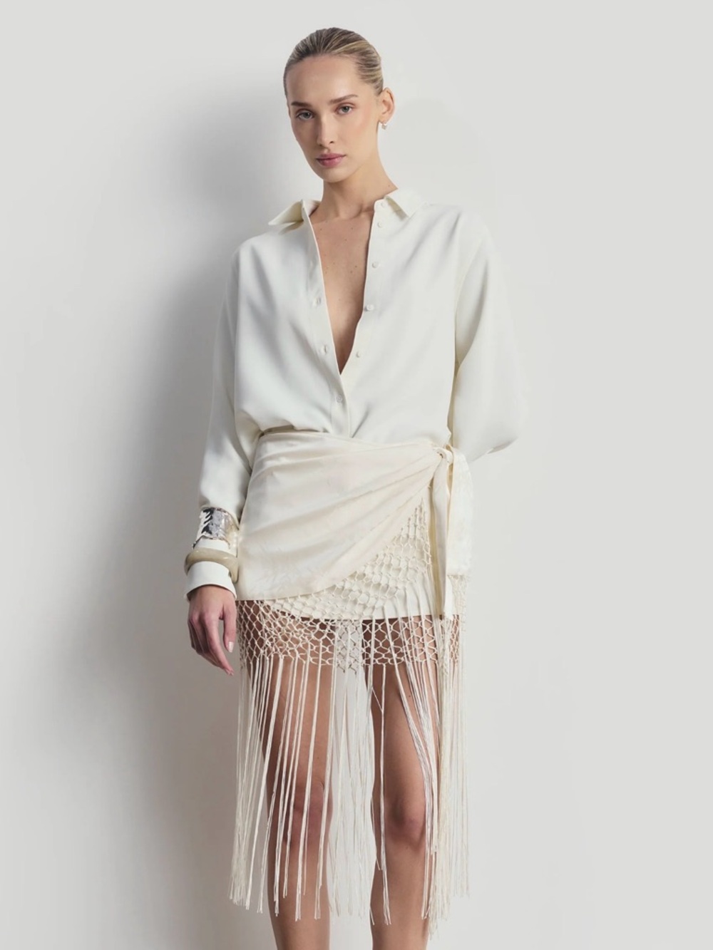 Because of Alice SATIN JACQUARD SARONG MIDI SKIRT WITH FRINGING(sold out online)